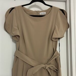 NWT! Calvin Klein Flutter Sleeve Jumpsuit with Pockets and Tie Waist